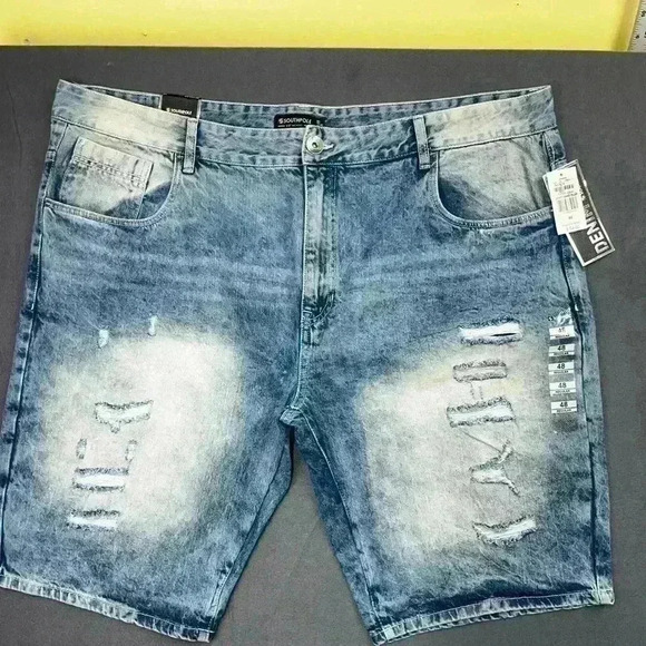 South Pole Distressed Jean Shorts Men’s 48 big Faded Baggy hip hop VTG 90s 0320 - Picture 1 of 10